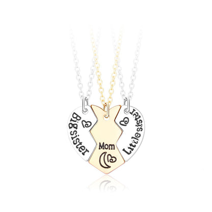 Cute Sweet Geometric Letter Heart Shape Alloy Plating Inlay Rhinestones Kid'S Pendant Necklace