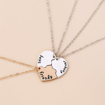 Cute Sweet Geometric Letter Heart Shape Alloy Plating Inlay Rhinestones Kid'S Pendant Necklace