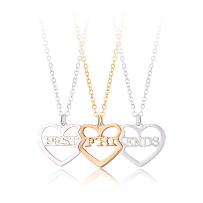 Cute Sweet Geometric Letter Heart Shape Alloy Plating Inlay Rhinestones Kid'S Pendant Necklace