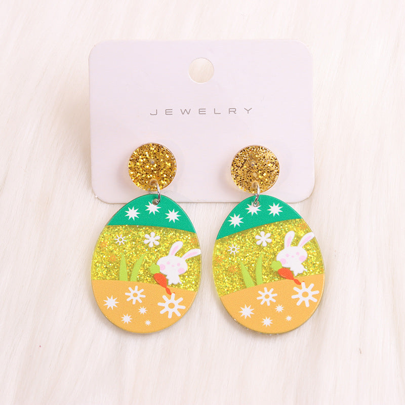 1 Pair Cute Egg Printing Arylic Drop Earrings