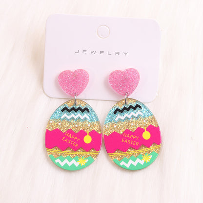 1 Pair Cute Egg Printing Arylic Drop Earrings