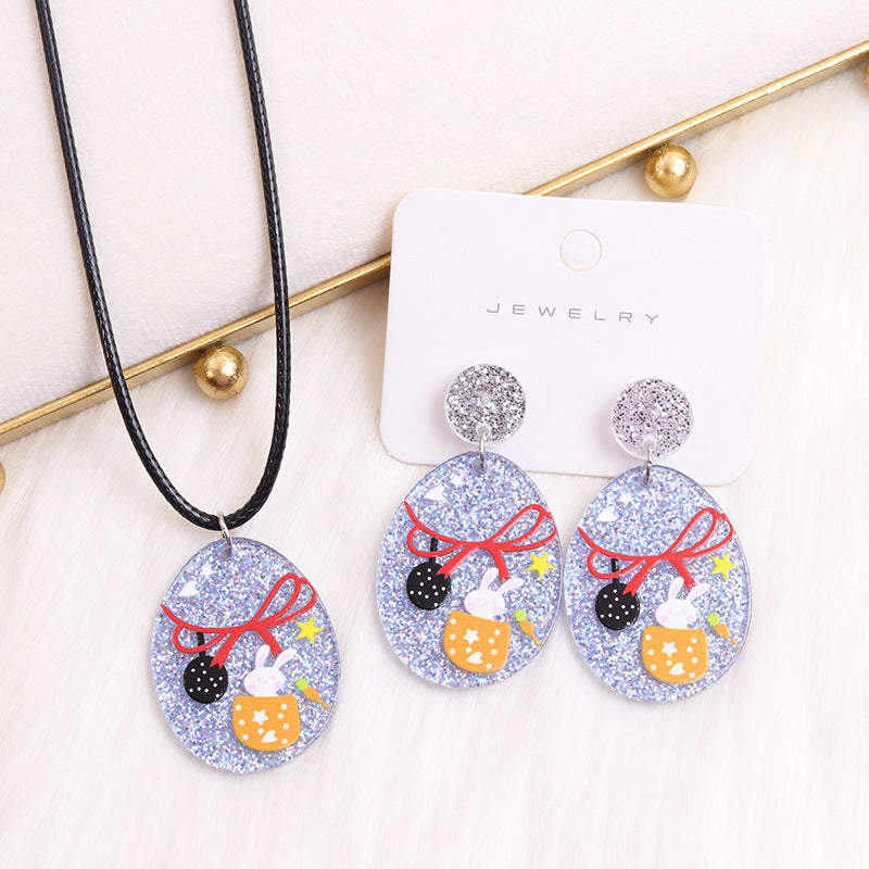 1 Pair Cute Egg Printing Arylic Drop Earrings