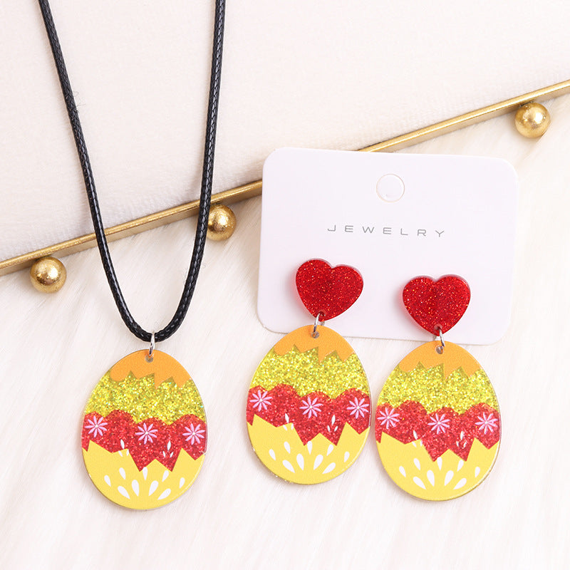 1 Pair Cute Egg Printing Arylic Drop Earrings