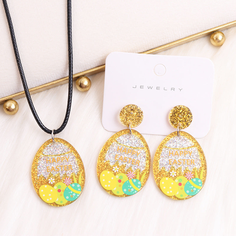 1 Pair Cute Egg Printing Arylic Drop Earrings