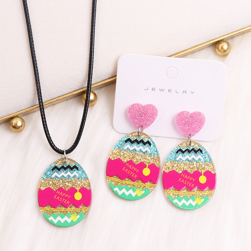 1 Pair Cute Egg Printing Arylic Drop Earrings