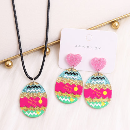 1 Pair Cute Egg Printing Arylic Drop Earrings