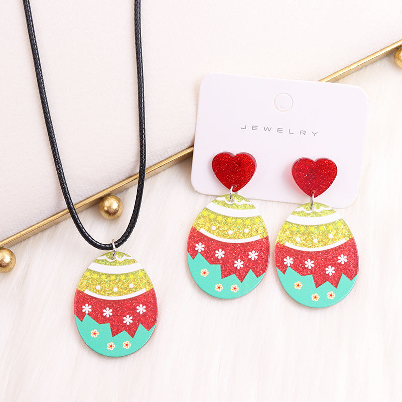 1 Pair Cute Egg Printing Arylic Drop Earrings