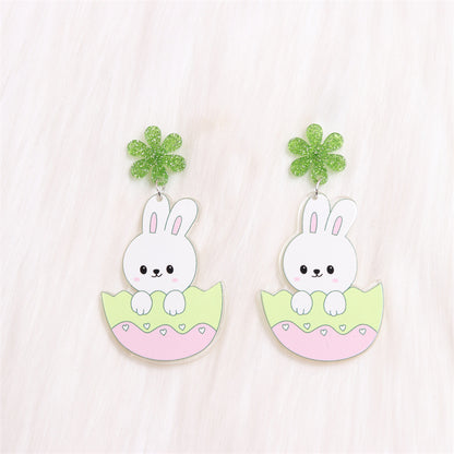 1 Pair Cartoon Style Cute Animal Egg Printing Arylic Drop Earrings