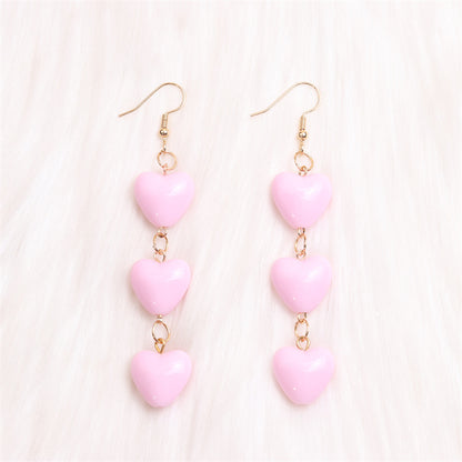 1 Pair Sweet Simple Style Heart Shape Spray Paint Arylic Drop Earrings