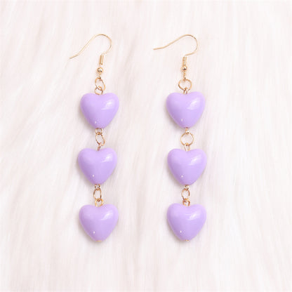 1 Pair Sweet Simple Style Heart Shape Spray Paint Arylic Drop Earrings