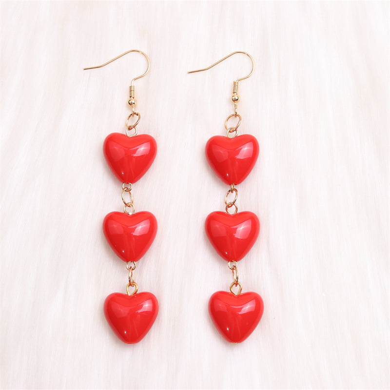 1 Pair Sweet Simple Style Heart Shape Spray Paint Arylic Drop Earrings