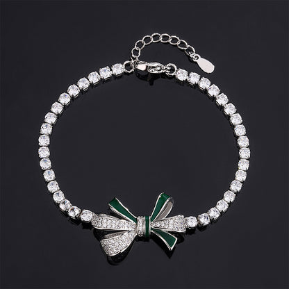 Copper Elegant Glam Bow Knot Plating Inlay Zircon Bracelets