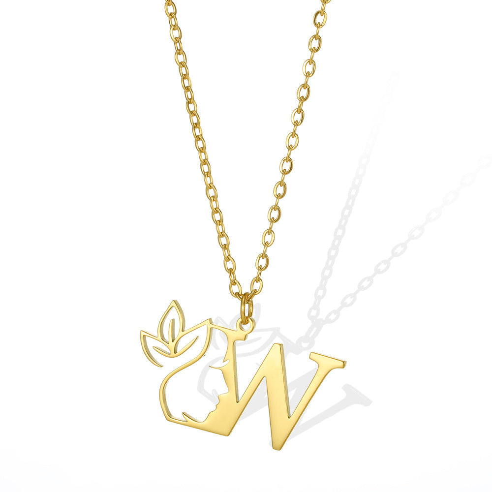 Stainless Steel Copper Simple Style Human Face Letter Plating Pendant Necklace