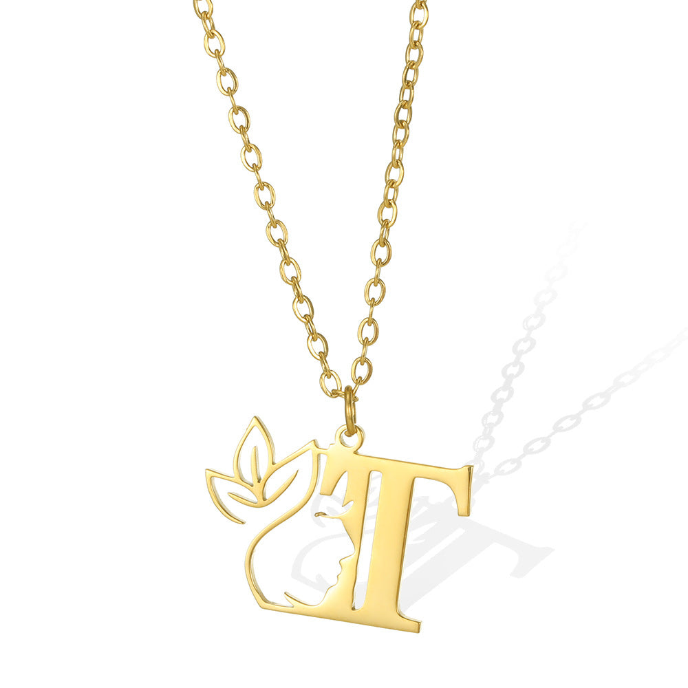 Stainless Steel Copper Simple Style Human Face Letter Plating Pendant Necklace