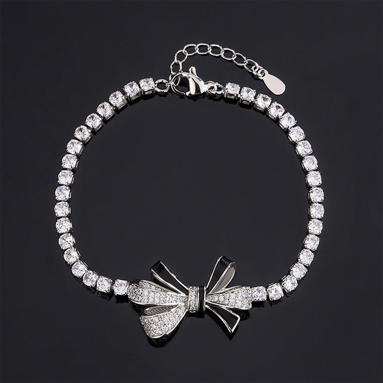 Copper Elegant Glam Bow Knot Plating Inlay Zircon Bracelets