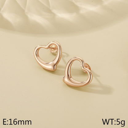 1 Pair Simple Style Heart Shape Stainless Steel Gold Plated Ear Studs