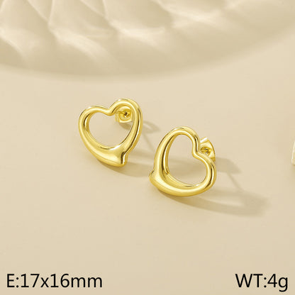 1 Pair Simple Style Heart Shape Stainless Steel Gold Plated Ear Studs