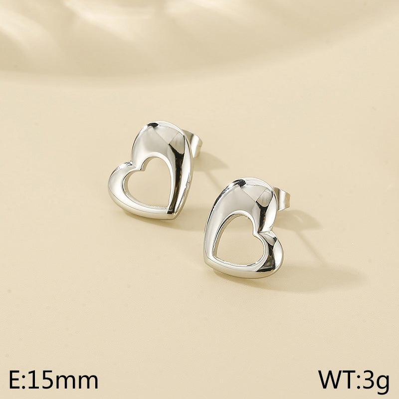 1 Pair Simple Style Heart Shape Stainless Steel Gold Plated Ear Studs