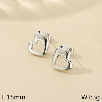 1 Pair Simple Style Heart Shape Stainless Steel Gold Plated Ear Studs