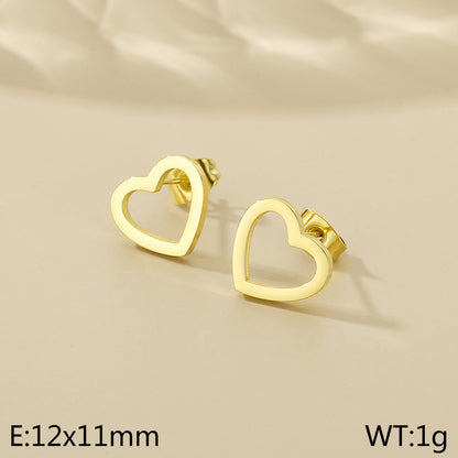 1 Pair Simple Style Heart Shape Stainless Steel Gold Plated Ear Studs