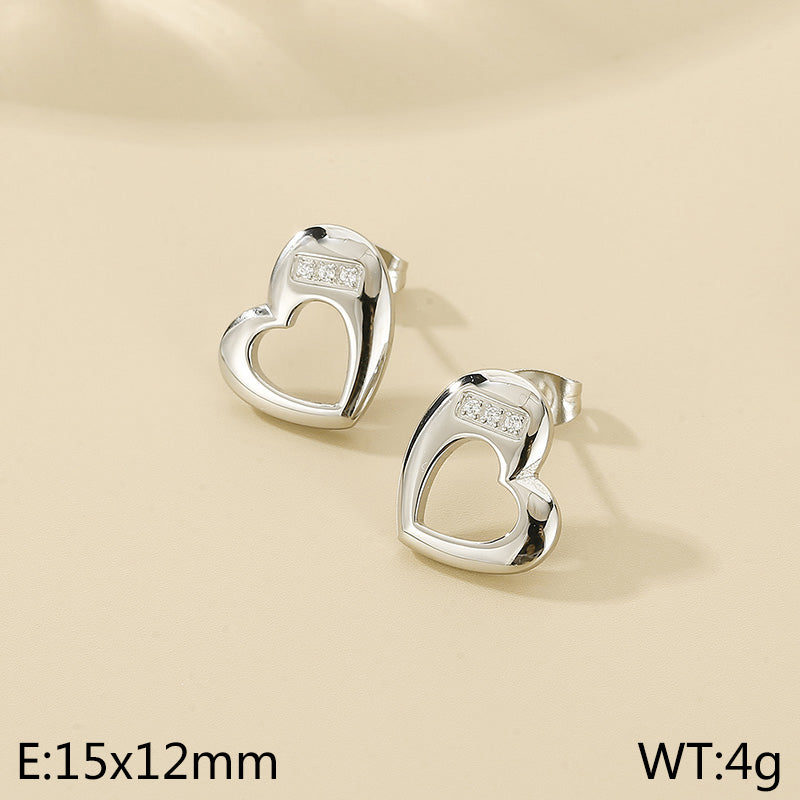 1 Pair Simple Style Heart Shape Stainless Steel Gold Plated Ear Studs