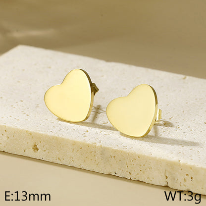 1 Pair Simple Style Heart Shape Titanium Steel Gold Plated Ear Studs