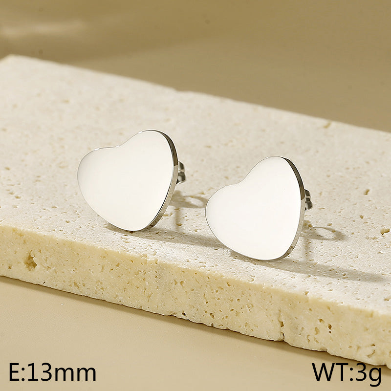 1 Pair Simple Style Heart Shape Titanium Steel Gold Plated Ear Studs