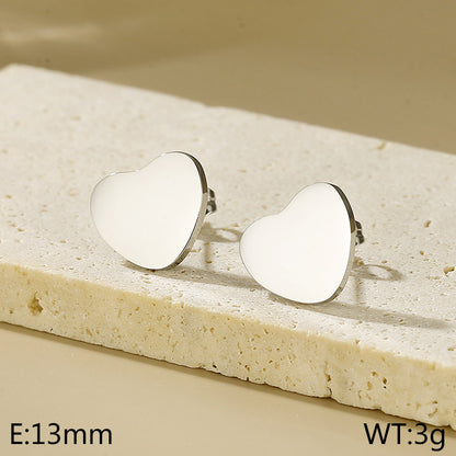 1 Pair Simple Style Heart Shape Titanium Steel Gold Plated Ear Studs