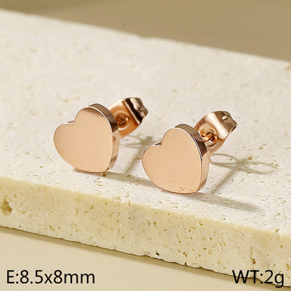 1 Pair Simple Style Heart Shape Titanium Steel Gold Plated Ear Studs