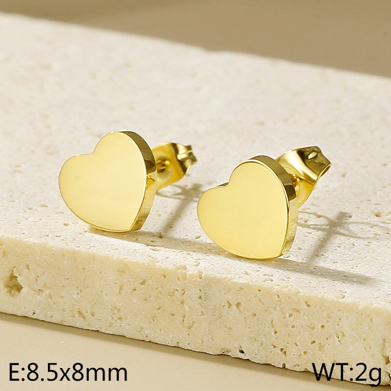 1 Pair Simple Style Heart Shape Titanium Steel Gold Plated Ear Studs