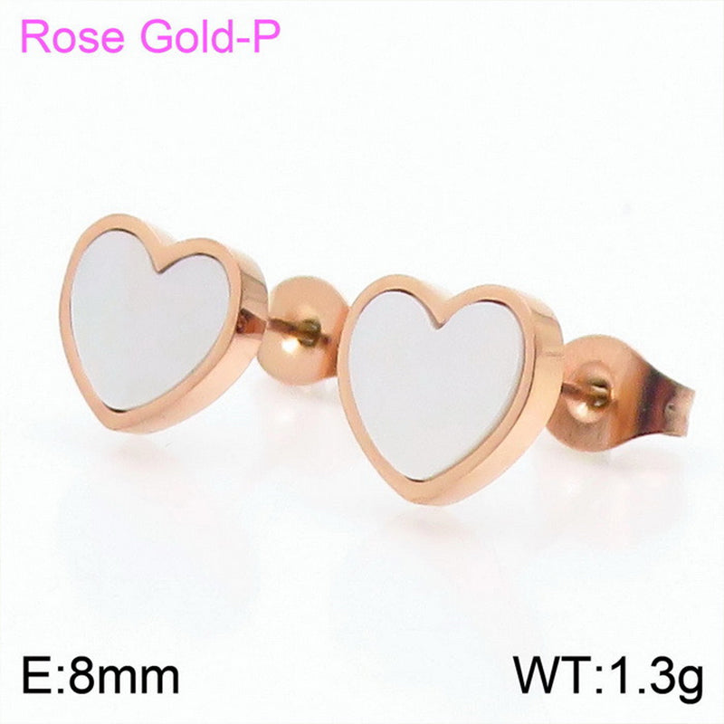 1 Pair Simple Style Heart Shape Titanium Steel Gold Plated Ear Studs