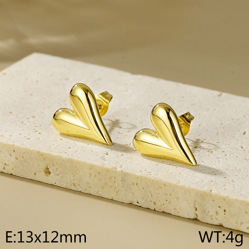 1 Pair Simple Style Heart Shape Titanium Steel Gold Plated Ear Studs