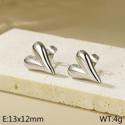 1 Pair Simple Style Heart Shape Titanium Steel Gold Plated Ear Studs