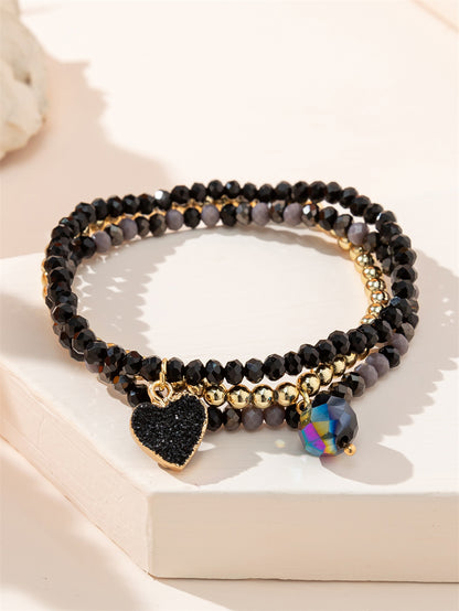 Casual Simple Style Star Leaves Heart Shape Artificial Crystal Beaded Layered Women'S Bracelets