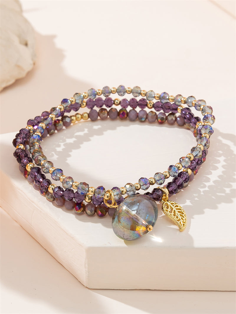 Casual Simple Style Star Leaves Heart Shape Artificial Crystal Beaded Layered Women'S Bracelets