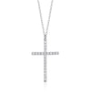 Sterling Silver White Gold Plated Elegant Vintage Style Simple Style Cross Plating Inlay Zircon Pendant Necklace