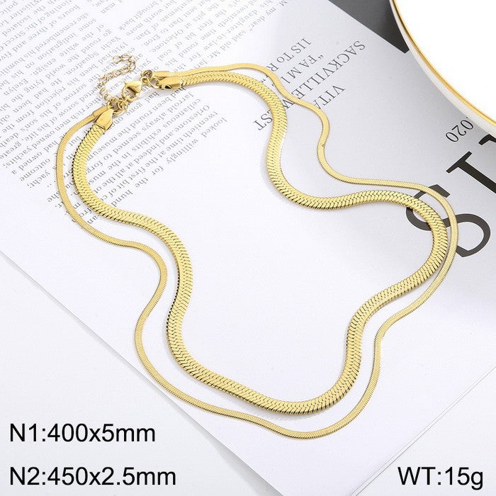 Titanium Steel Hip-Hop Geometric Solid Color Plating Layered Necklaces