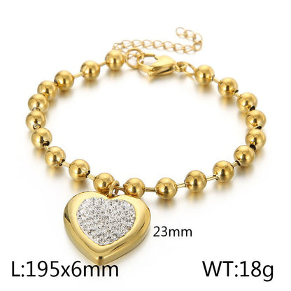 Titanium Steel Simple Style Heart Shape Inlay Rhinestones Jewelry Set