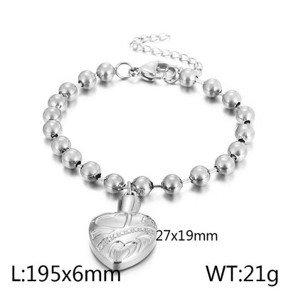 Titanium Steel Simple Style Heart Shape Inlay Rhinestones Jewelry Set