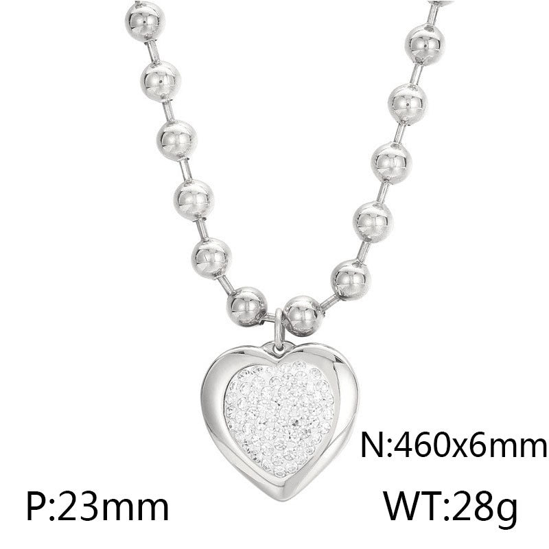 Titanium Steel Simple Style Heart Shape Inlay Rhinestones Jewelry Set