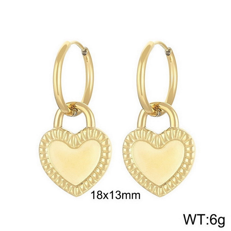 1 Pair Simple Style Heart Shape Plating Titanium Steel Drop Earrings