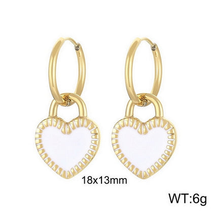 1 Pair Simple Style Heart Shape Plating Titanium Steel Drop Earrings