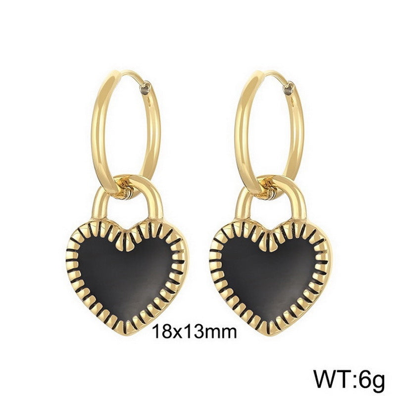 1 Pair Simple Style Heart Shape Plating Titanium Steel Drop Earrings