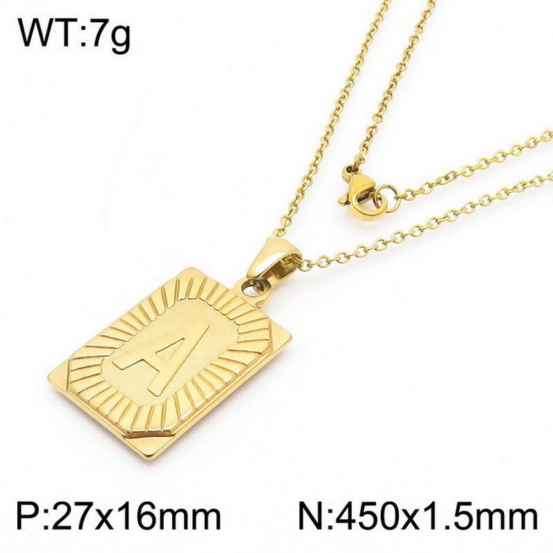 Titanium Steel 18K Gold Plated Simple Style Letter Pendant Necklace