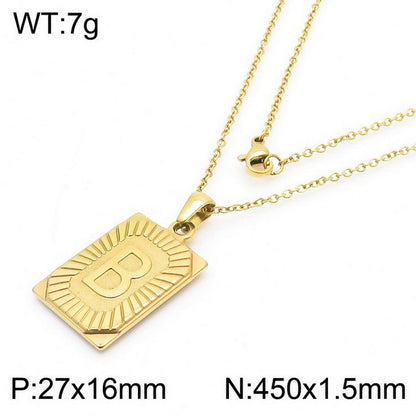 Titanium Steel 18K Gold Plated Simple Style Letter Pendant Necklace