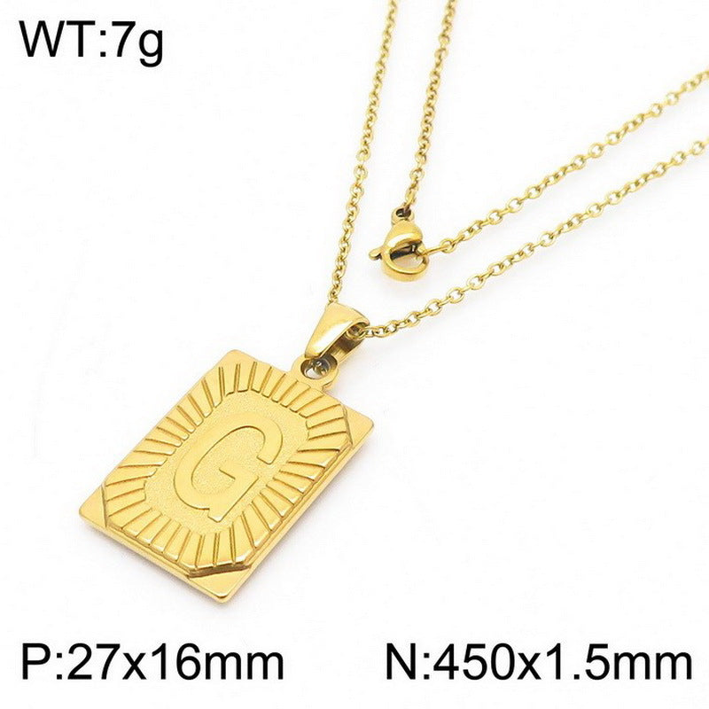 Titanium Steel 18K Gold Plated Simple Style Letter Pendant Necklace