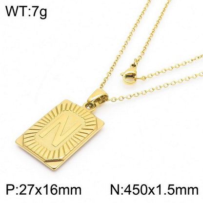 Titanium Steel 18K Gold Plated Simple Style Letter Pendant Necklace