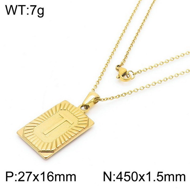 Titanium Steel 18K Gold Plated Simple Style Letter Pendant Necklace