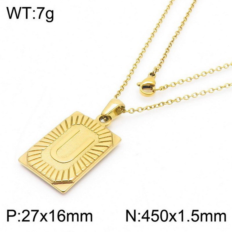 Titanium Steel 18K Gold Plated Simple Style Letter Pendant Necklace