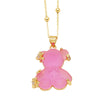 Copper Gold Plated Cute Simple Style Bear Inlay Resin Zircon Pendant Necklace